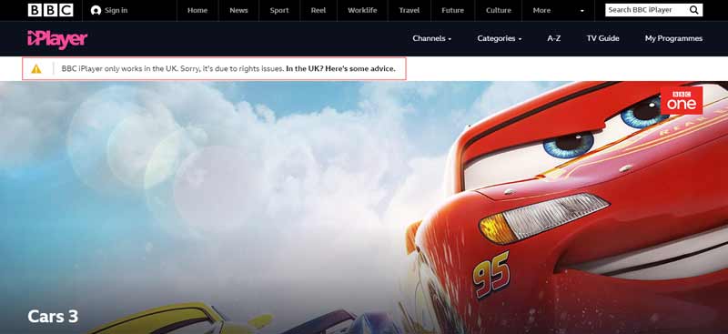 BBC iPlayer only works in the UK