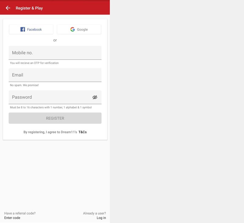 Dream11 Google Login